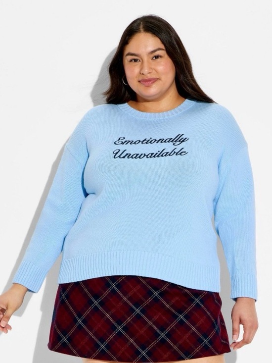 wild fable Sweaters - Women’s wild fable Light Blue "Emotionally Unavailable" Crewneck PulloverSweater